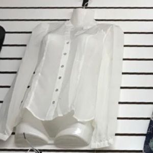 Sheer button down long sleeve mesh lace blouse shirt- new with tags